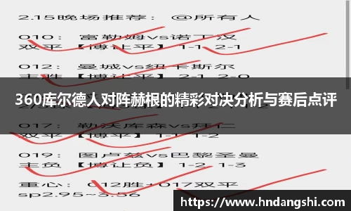 360库尔德人对阵赫根的精彩对决分析与赛后点评
